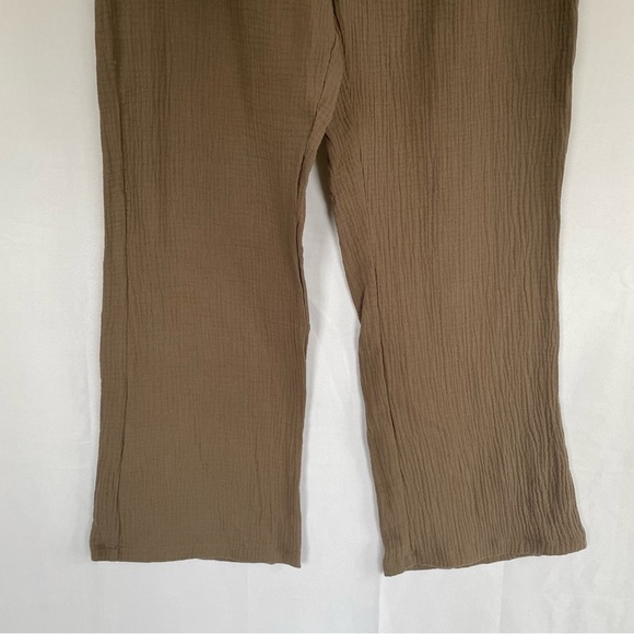 NWT JULES & LEOPOLD brown 100% cotton gauze pants pull-on Casual Wide leg size L - Picture 8 of 9